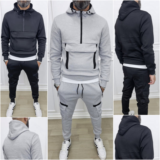 Tuta New Tech cargo Cappuccio Completo felpata 2 colori s,m,l,xl,xxl