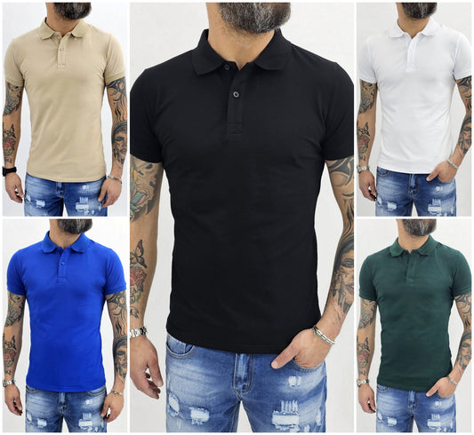 Polo uomo elastica Manica corta 2 bottoni s,m,l,xl,xxl