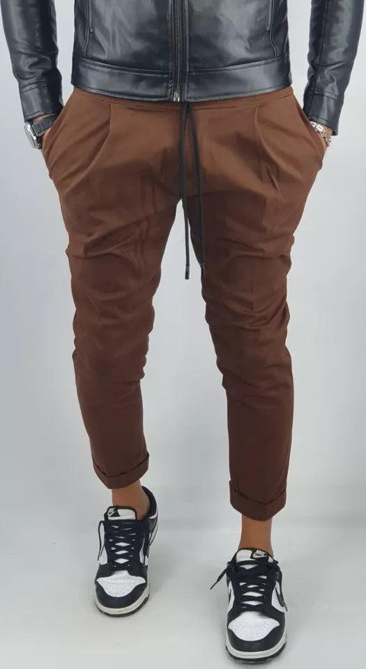 Pantalone Uomo Cotone Elastico Capri Invernale Tasche Americane