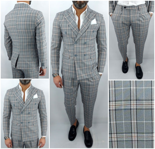 Abito uomo doppiopetto fantasia galles sabbia made in italy  44,46,48,50