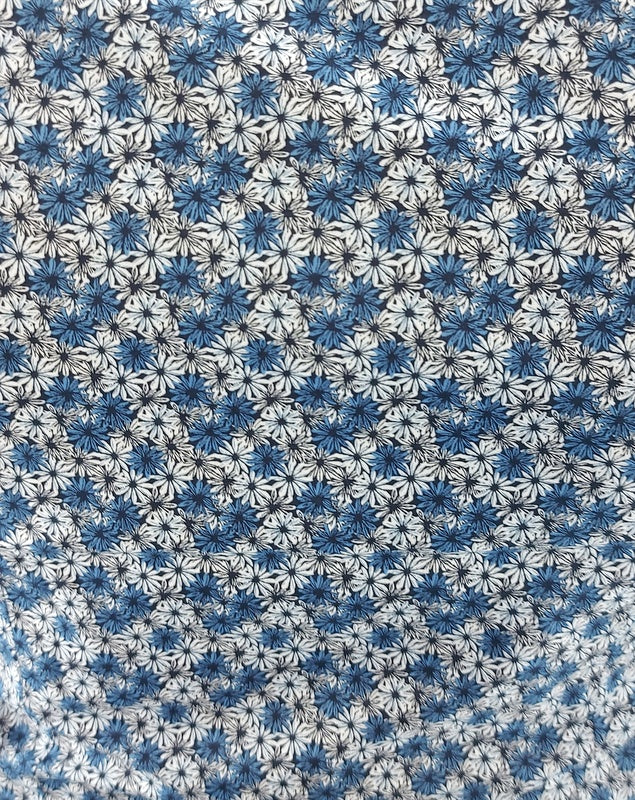 Camicia uomo Tessuto Elastico casual Collo Floreale fiori piccoli blu Manica lunga Slim