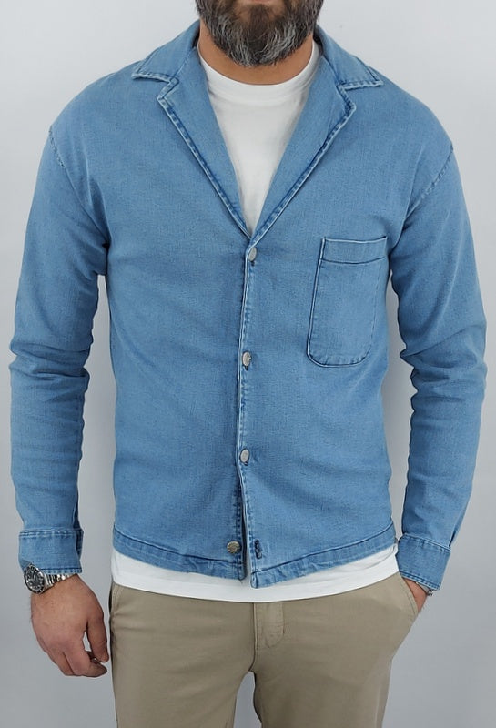 giacca Jeans uomo 4 bottoni Denim cotone elastico Tasca Italy s,m,l,xl,xxl