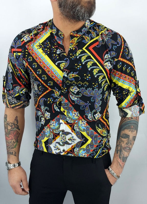 Camicia coreana uomo on sale fantasia