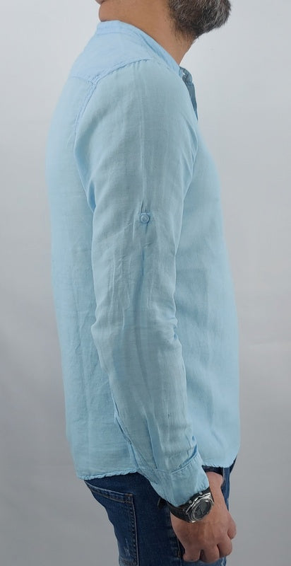 Camicia uomo coreana misto lino 4 bottoni s,m,l,xl,xxl
