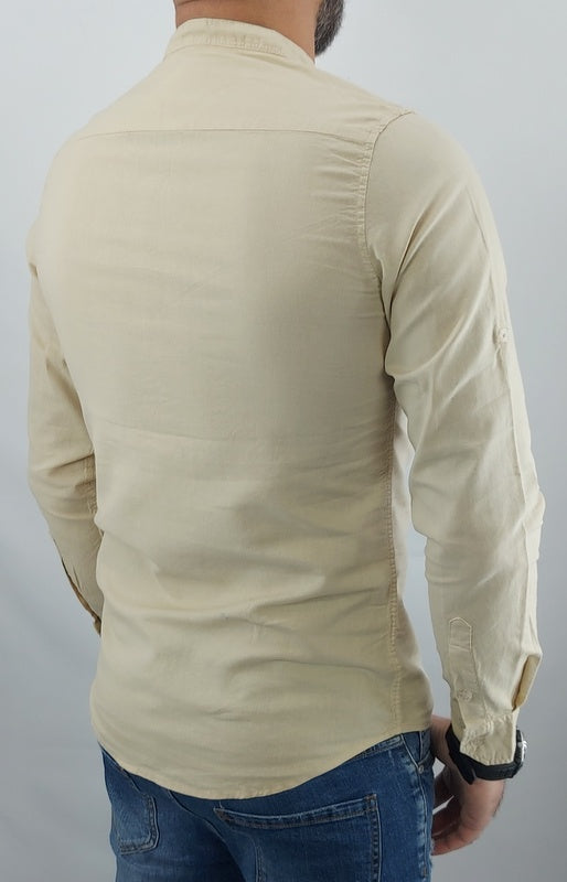 Camicia uomo coreana misto lino 4 bottoni s,m,l,xl,xxl